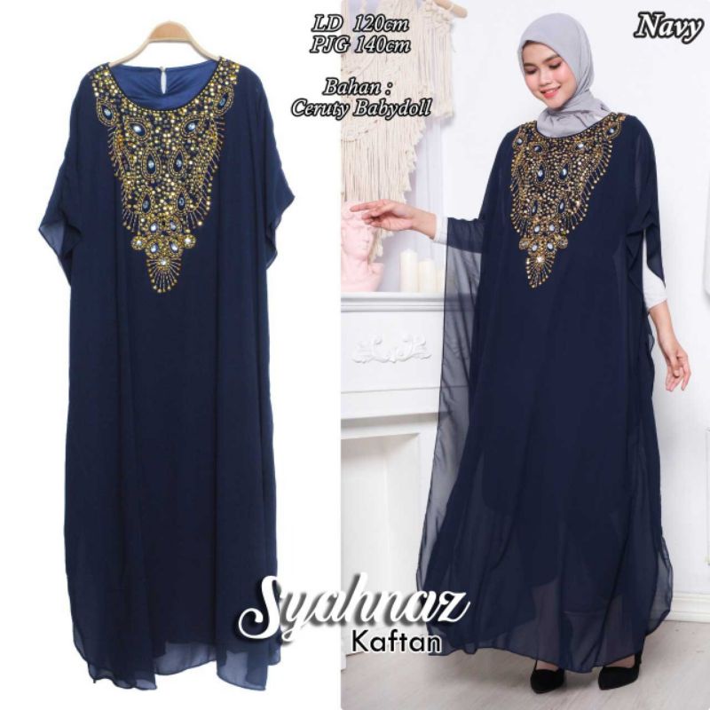 Gamis Kaftan Jumbo Bahan Ceruty Terbaru