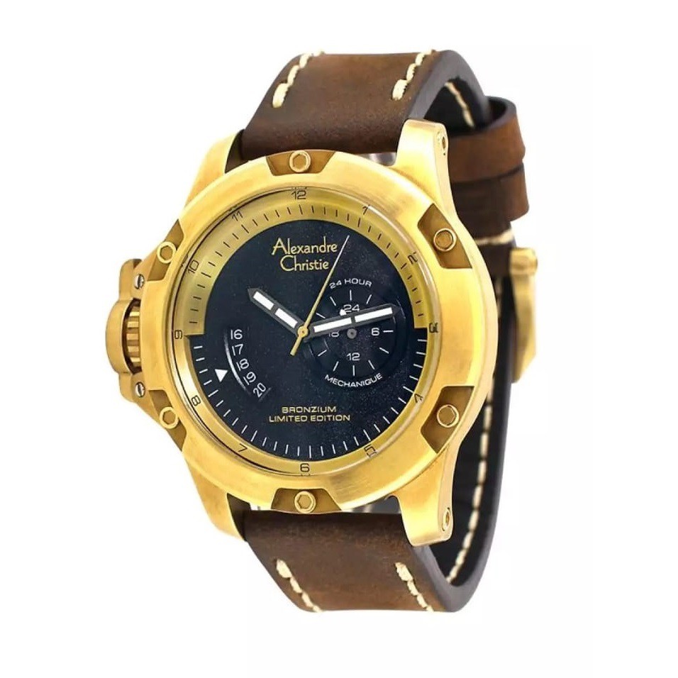 Alexandre Christie AC 6481MA BRONZIUM Limited Edition Jam Tangan Pria Automatic Original Strap Kulit