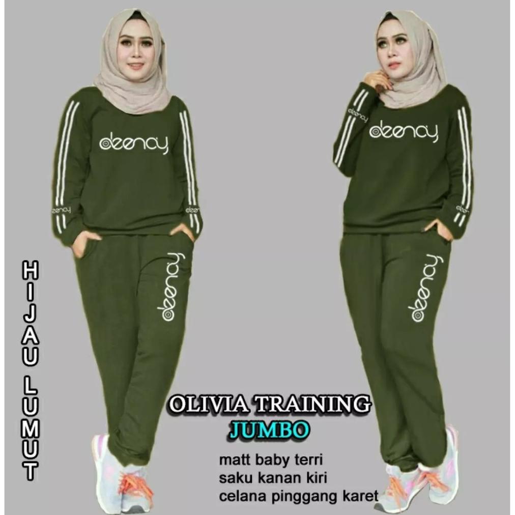 Mar Training Olivia Pakaian Set Wanita Training Baju Kaos Celana Setelan Olahraga Jumbo Terbaru
