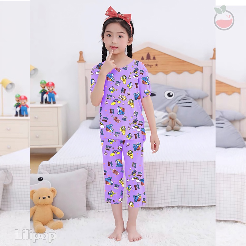 Baju Tidur Anak 3/4 Perempuan dan Laki Usia 2 - 7 Tahun Stelan Celana Rabbit