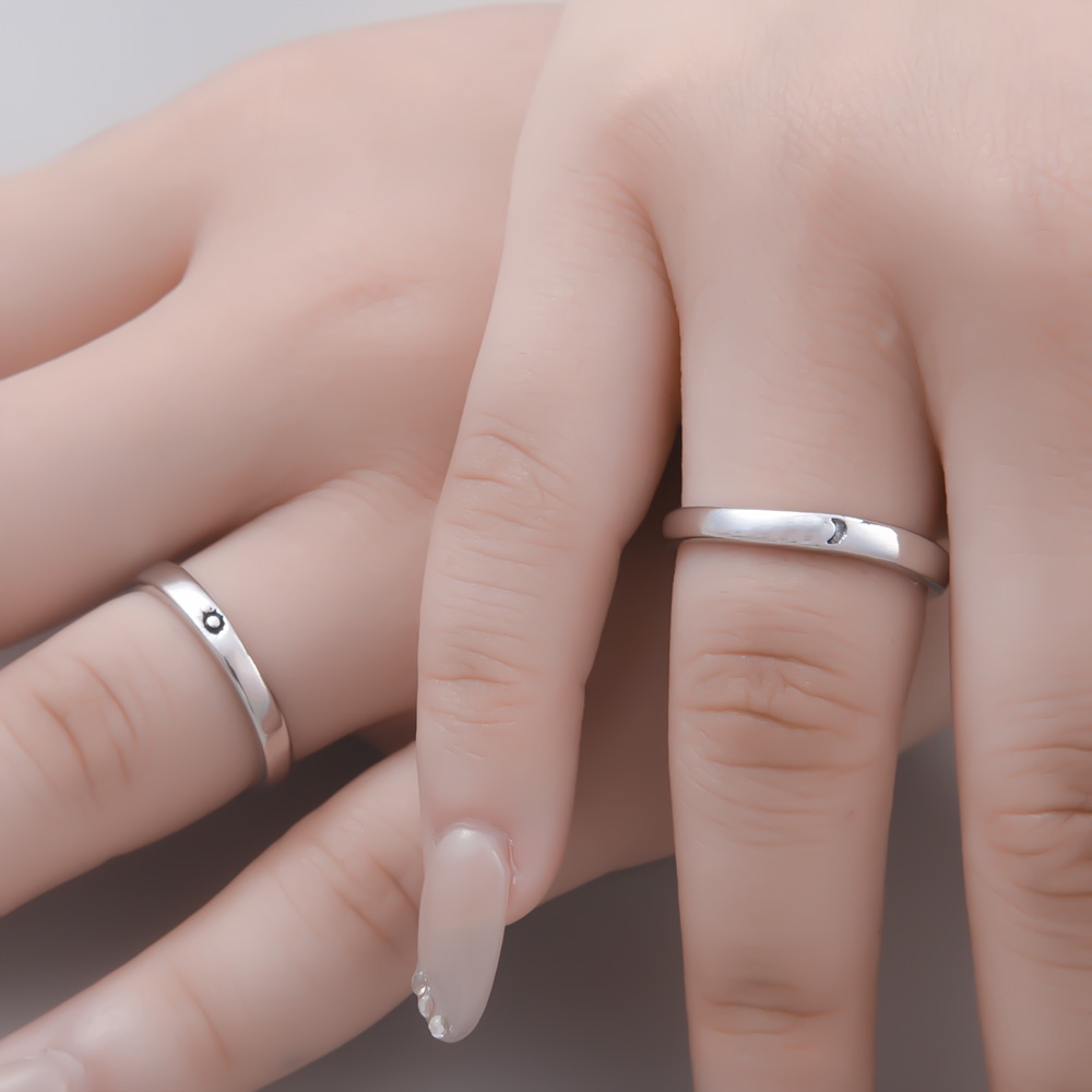 Cincin Model Terbuka Dapat Disesuaikan Desain Matahari Bulan Untuk Pria Dan Wanita