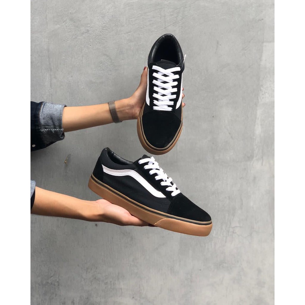 Sepatu Vans Oldskool Black gum Hitam Karet Waffle ICC Sneakers Sekolah Kerja Kuliah Kets Pria Murah