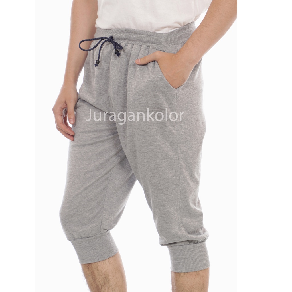 Celana Jogger Pendek Pria 7/8 Polos Casual Baby Terry Joger Pants