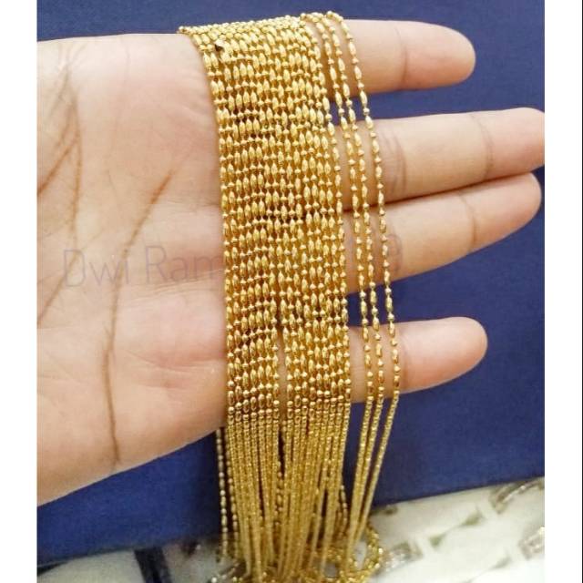 Kalung biji padi Titanium Gold