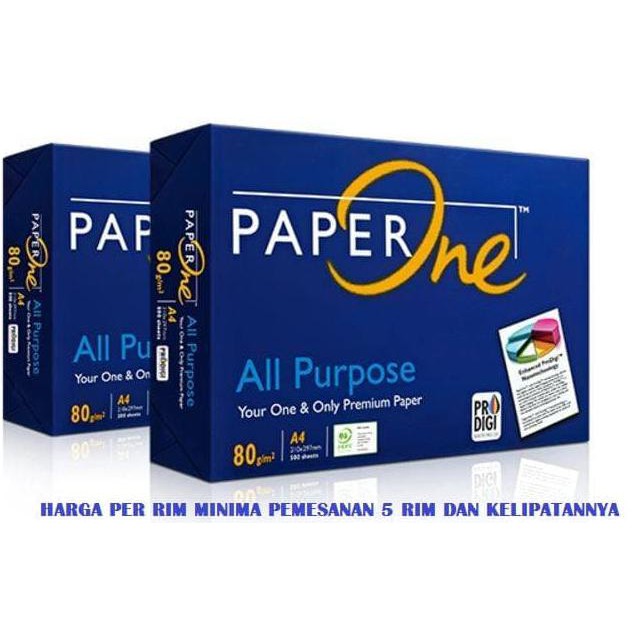 

PAPER ONE KERTAS HVS 80GR A4 / KERTAS FOTOCOPY / KERTAS PRINT / 80 A4