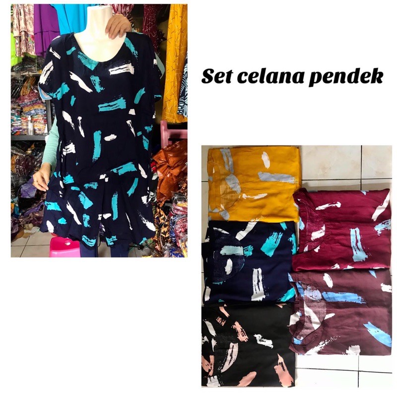 Set kulot babydoll celana pendek bali rayon