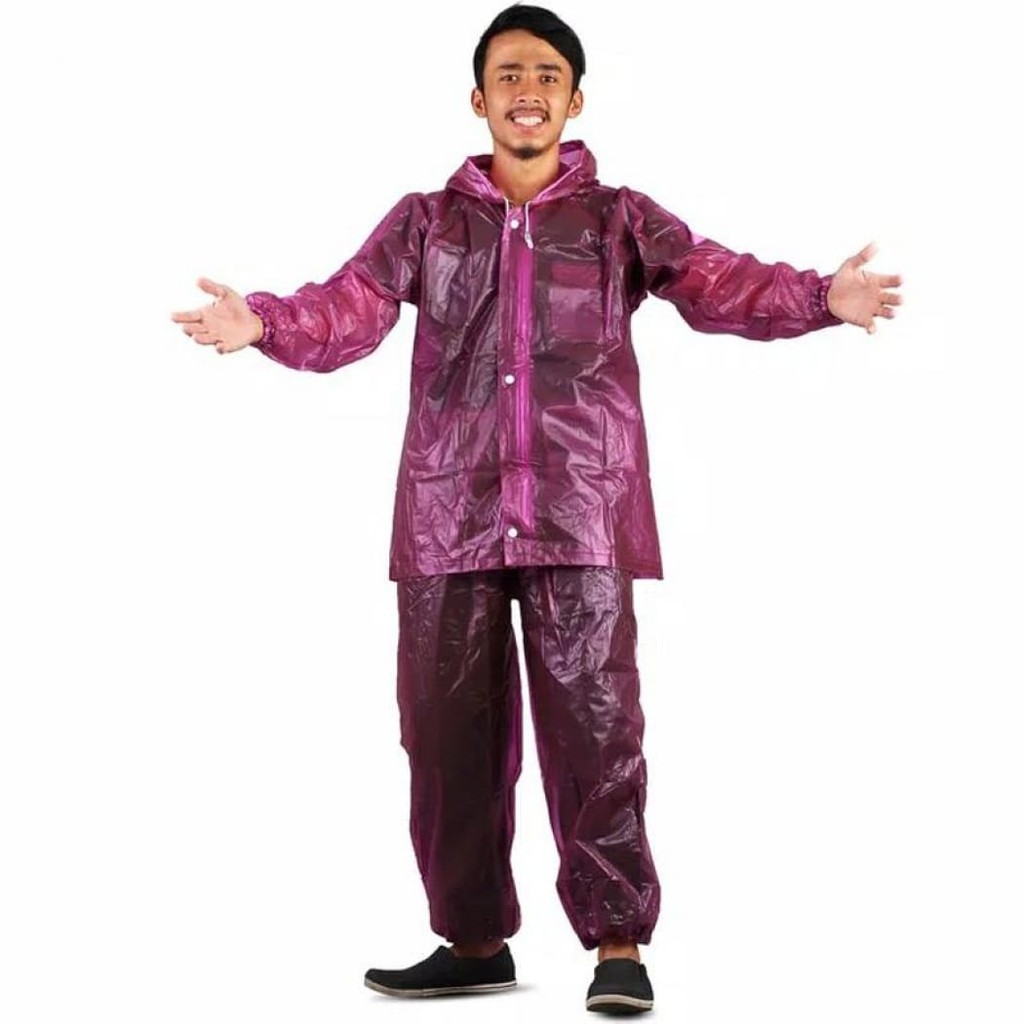 Plevia Jas Hujan Setelan Transparan Diamond