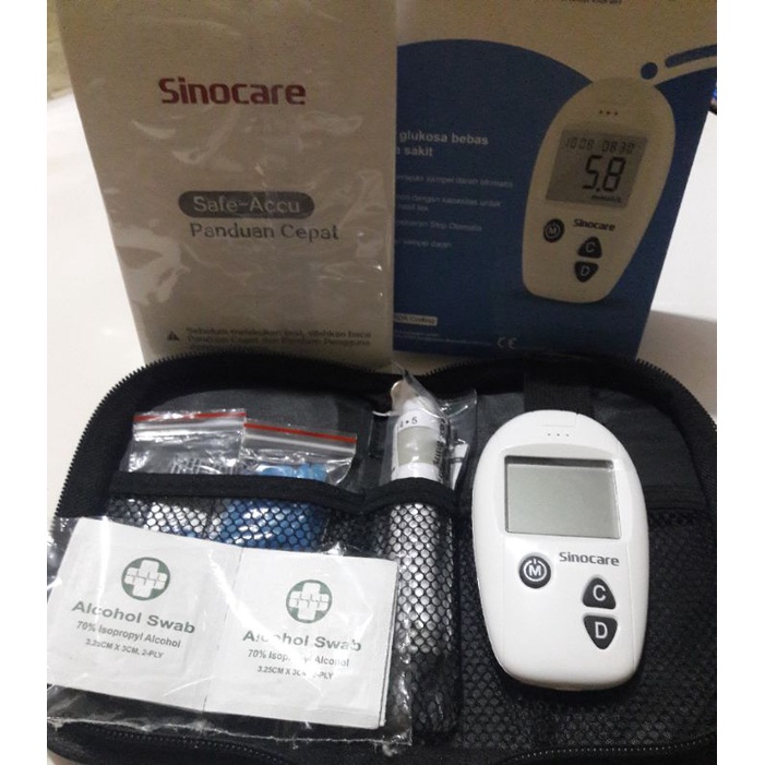 Alat cek gula darah lengkap hemat - Alat ukur gula darah - alat uji gula darah - glucometer - glukosa meter Sinocare