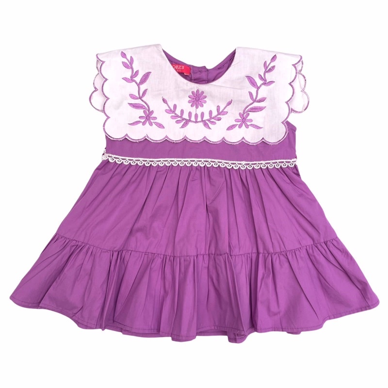 Q123 Pakaian Dress Anak Perempuan Rumah Santai Bahan FULL Katun Motif Daun Usia 1-4TH