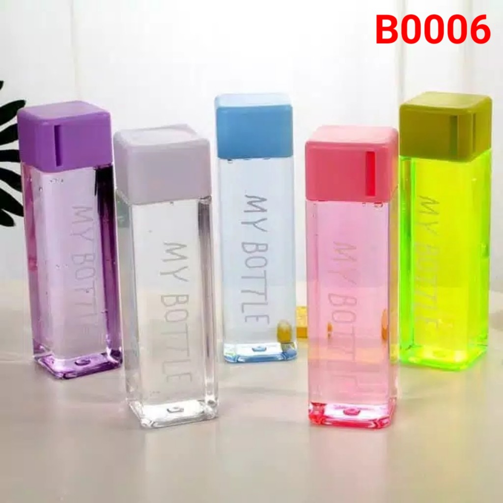 B ( B0006 ) MY BOTTLE KOTAK TRANSPARAN WARNA / BOTOL MINUM / KWALITAS TERBAIK / TAHAN PECAH