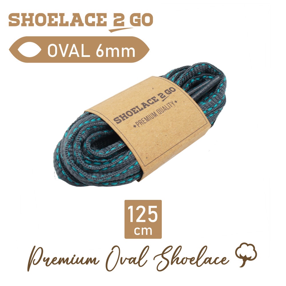 SHOELACE 2 GO PREMIUM TALI SEPATU MOTIF LONJONG OVAL N1 GREY TOSCA - 125CM