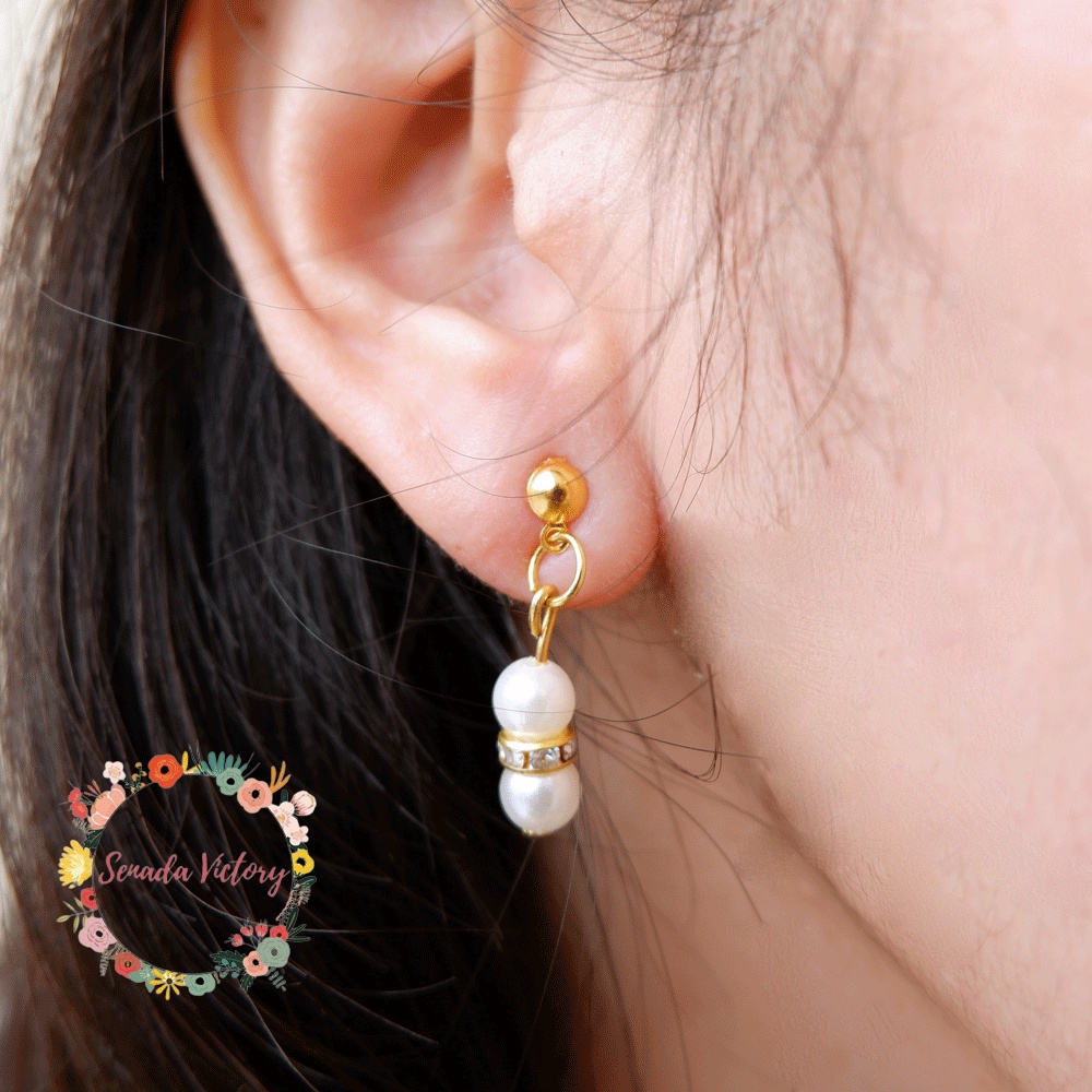 Senada Victory Anting Stylish Dua Mutirara Aksesoris Wanita SVA010