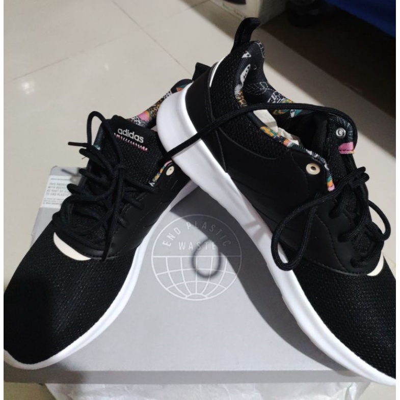 Adidas Woman Running Shoes QT Racer 2.0 Black NEW Sepatu Ukuran 40 2/3 ; UK 7 ; US 8 1/2