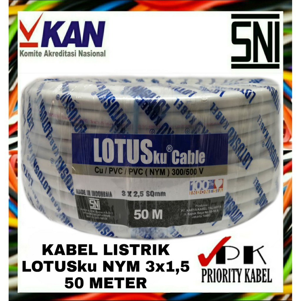 Kabel Listrik Kawat LOTUSku NYM 3x2,5 3x2.5 50meter (50m)