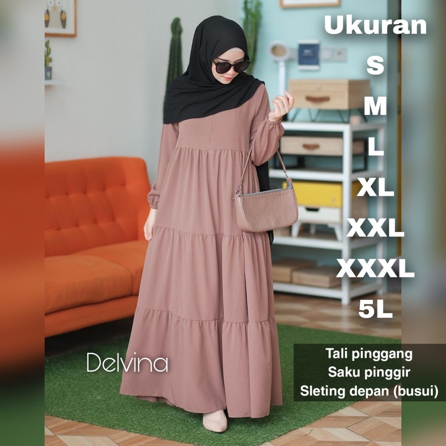 Gamis Jumbo Big Size Delvina Dress baju wanita syari muslimah kekinian gamis terbaru 2022 dres wanit