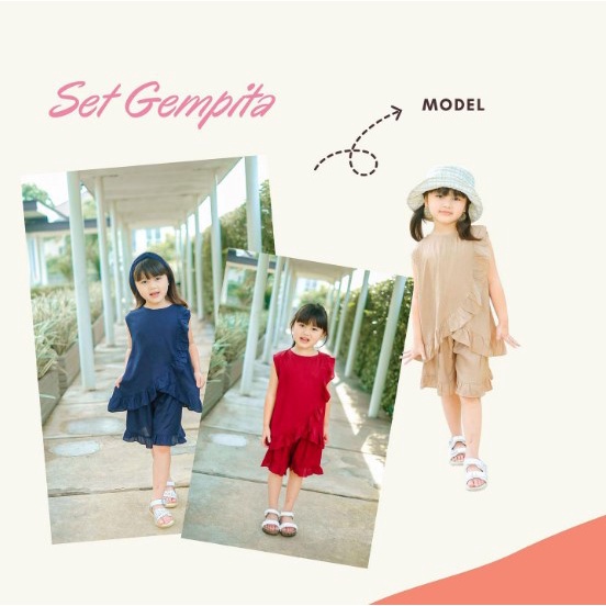 PROMO 7.7 Setelan Gempita Ruffle 1 - 5 Tahun Smilee Setelan Ruffle Gempita Rayon Anak Lucu Adem