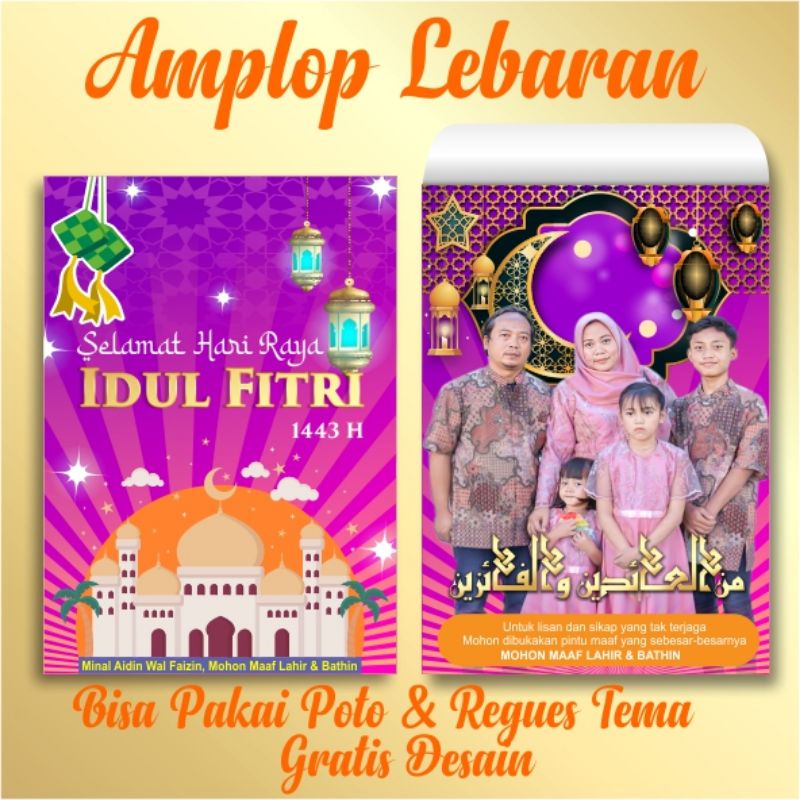 

AMPLOP LEBARAN BISA PAKAI PHOTO SENDIRI isi 30 pcs FREE DESAIN (COD)