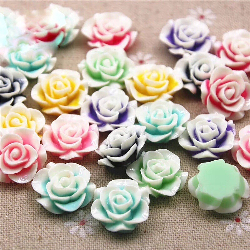 RESIN BUNGA MAWAR SEMBUR UKURAN 20mm 2cm isi 5pcs Bahan decocase DIY craft