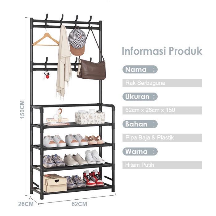 Stand Hanger / Rak Portabel Multifungsi / Topi Baju Tas Jaket Sepatu Buku / Rak 4 Susun