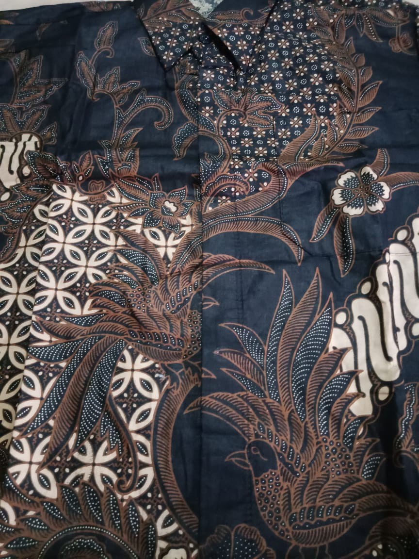Kemeja Batik Pria Lengan Panjang Size M L Xl Xxl  Bswart Batik Hrb026 Kenongo Hem Panjang Pad