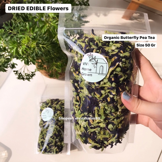 

50 Gr 100 Gr Netto Dried EDIBLE Flower Organik Butterfly Pea Tea / Teh Bunga Telang / Blue Pea Flower