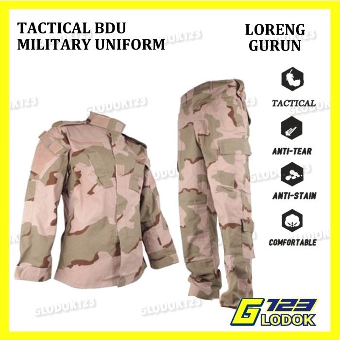 Combat Suit BDU Tactical SWAT Police Loreng Gurun Tiger Stripe Import