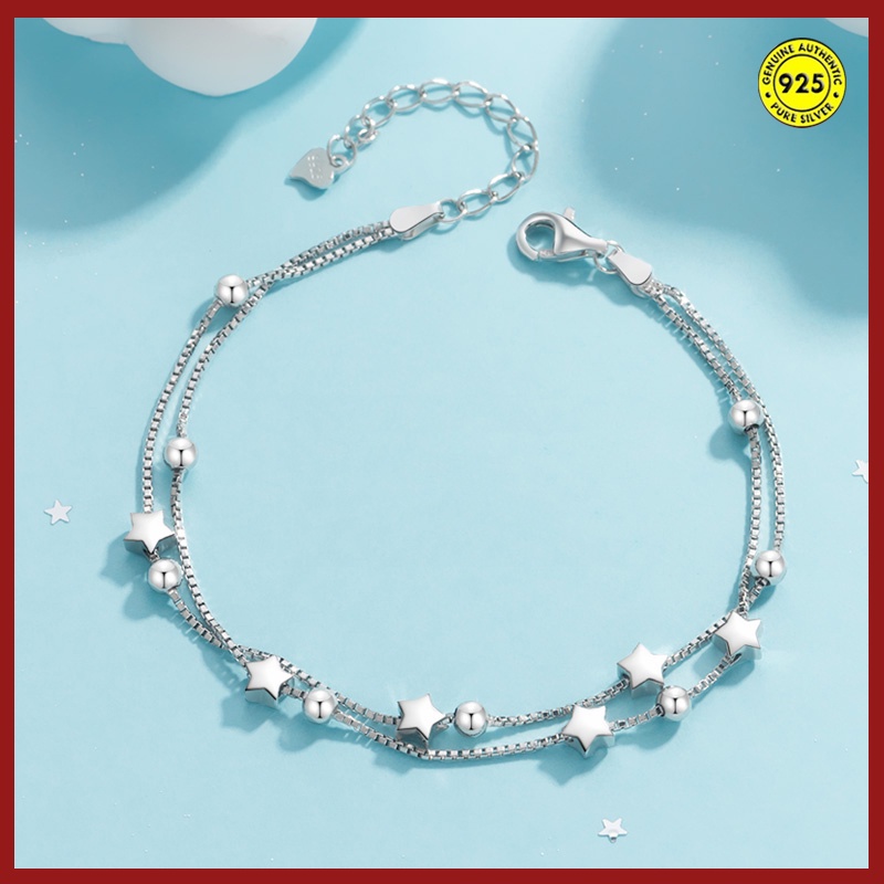 Gelang Lapis Ganda Bahan S925 Silver Untuk Wanita