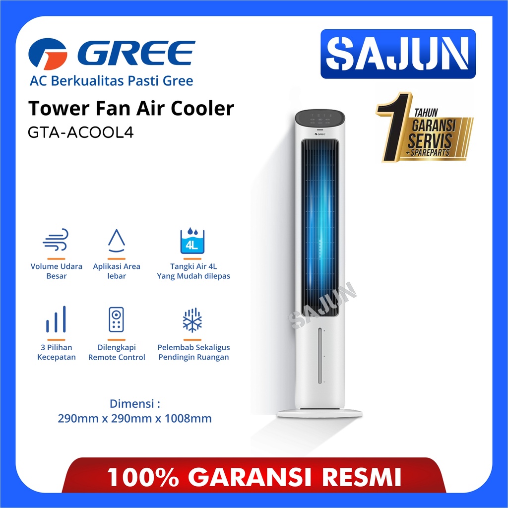 GREE Tower Fan Air Cooler 4 Liter 3in1 with Humidifier GTA-ACOOL4