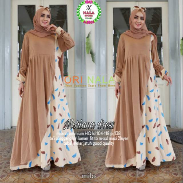 Moriana Dress Ori Nala / Gamis Layer Cantik Kekinian