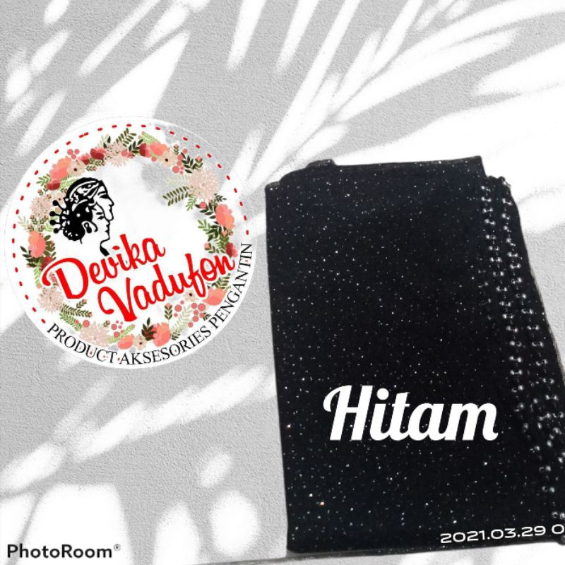 SLAYER veil HIJAB PENGANTIN  kerudung /selayer  tuile gliter mutiara, wisuda, ondangan, pesta-Hitam