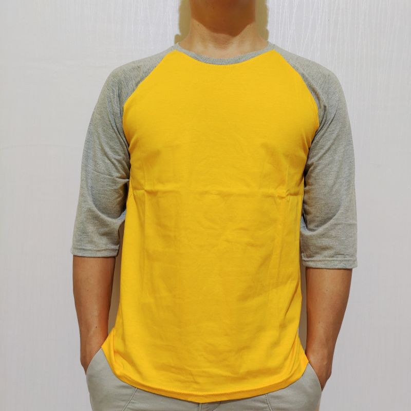 kaos reglan polos warna lengan abu Misty 3/4 M L XL XXL