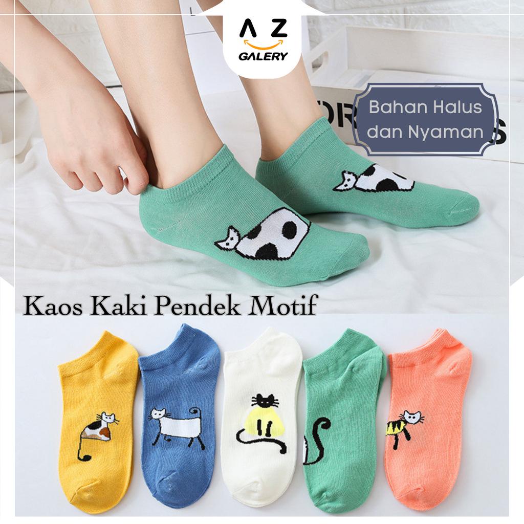 Azgalery KK21 Kaos Kaki Pendek Motif Kartun Kaos Kaki Sekolah Anak Bahan Lembut Nyaman