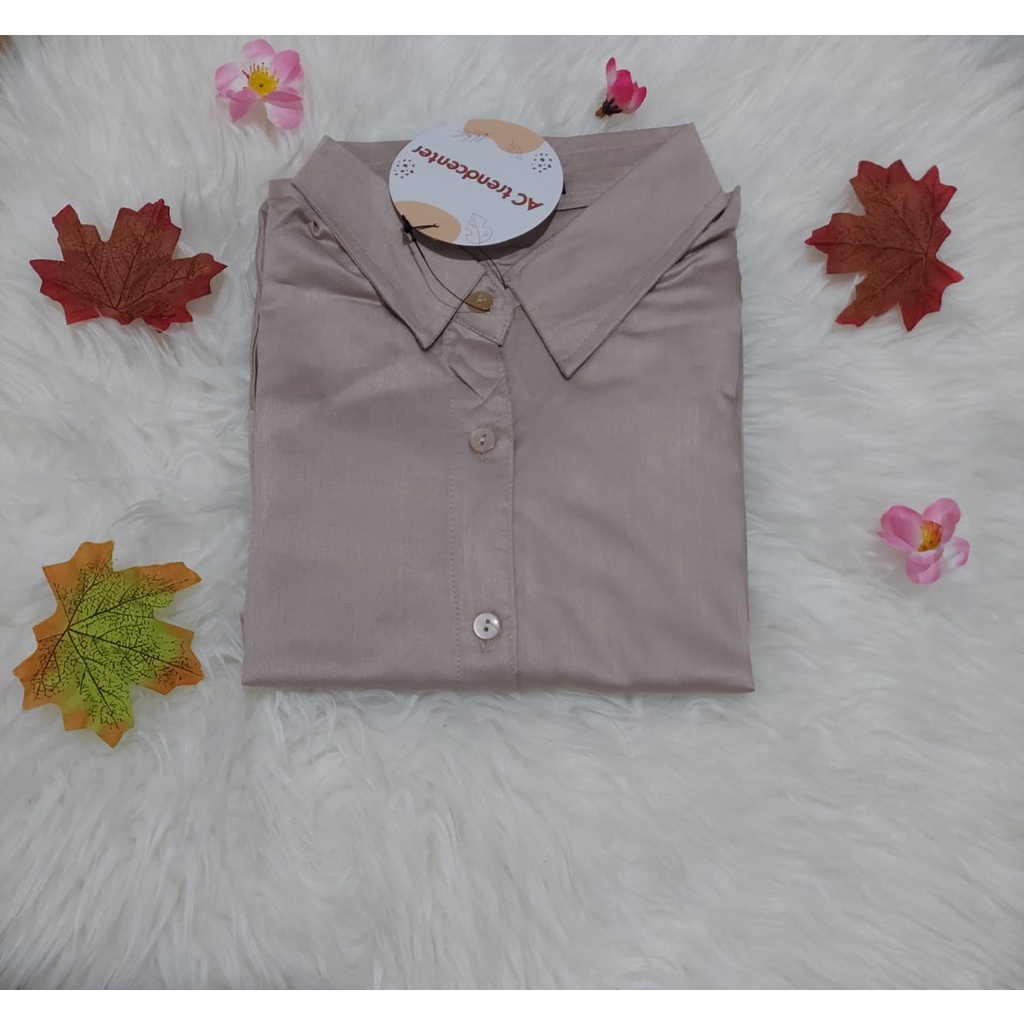Baju Kemeja Wanita | Kemeja Cewek Lengan Panjang | Kemeja Premium | Kemeja Katun Wanita-Khaki K01