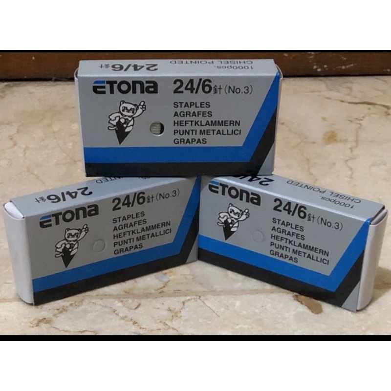

isi etona no 3 atau 24/6 per pcs kecil