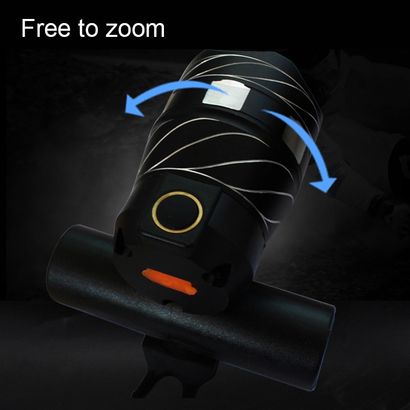 BISA COD TaffLED Lampu Sepeda LED Chargerable Zoomable Bicycle Headlight CREE XML-T6 - ZK30 - Black