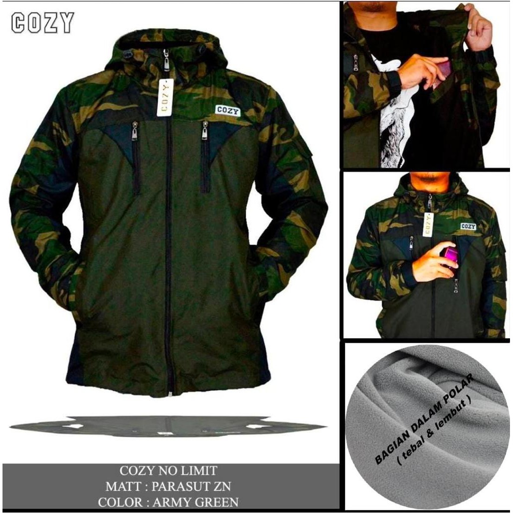 TERLARIS !! JAKET GUNUNG OUTDOR PRIA BAHAN PARASUT TEBAL KOMBINASI WARNA TERMURAH ORIGINAL DISTRO-ARMY-GREEN