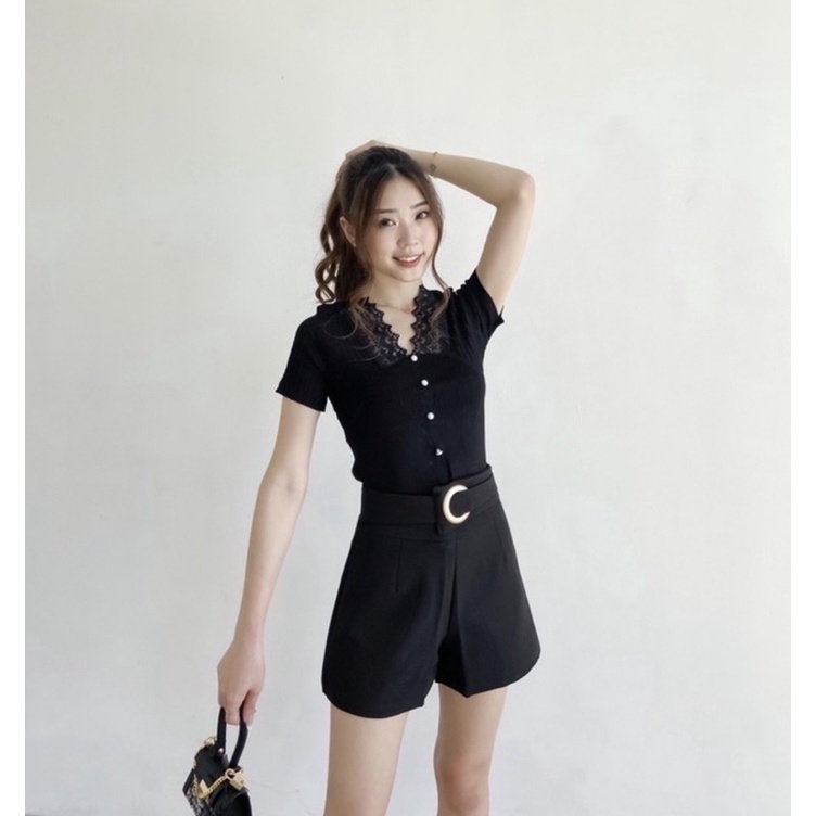 knitt top broukat / knit top lace / v neck lace knitt
