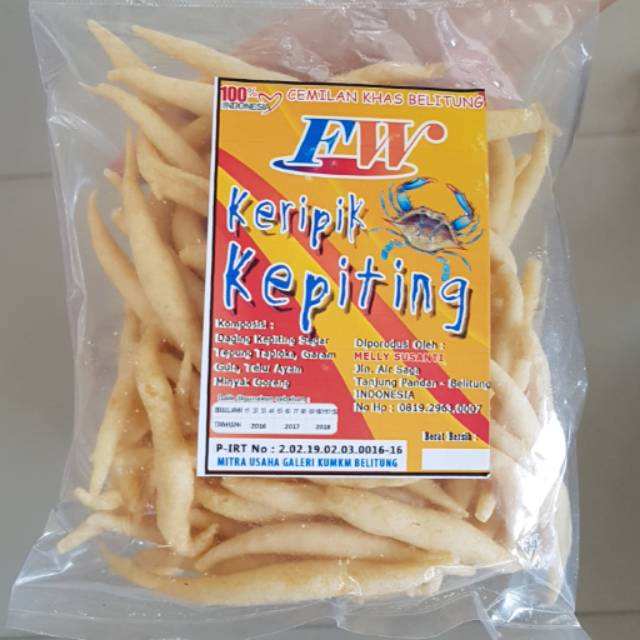 

Keripik pilus kepiting belitung oleh oleh laskar pelangi