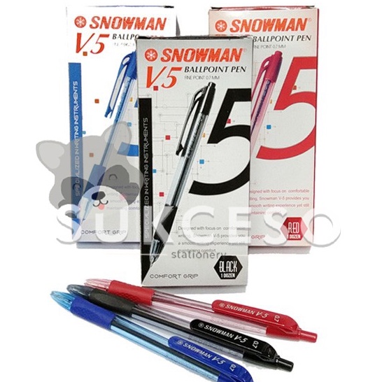 

DIJUAL LUSINAN Snowman Pulpen V5 Black & Biru 0.7mm Pena Ballpoint Berkualitas