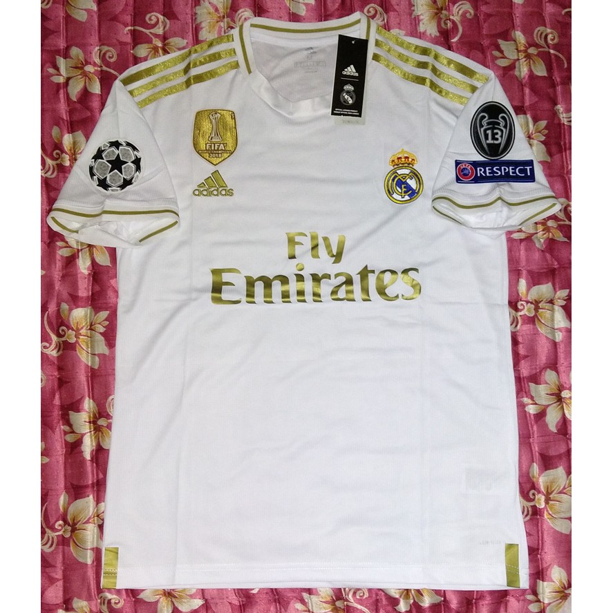 Jersey Real Madrid Home 19/20 Full Patch UCL Retro