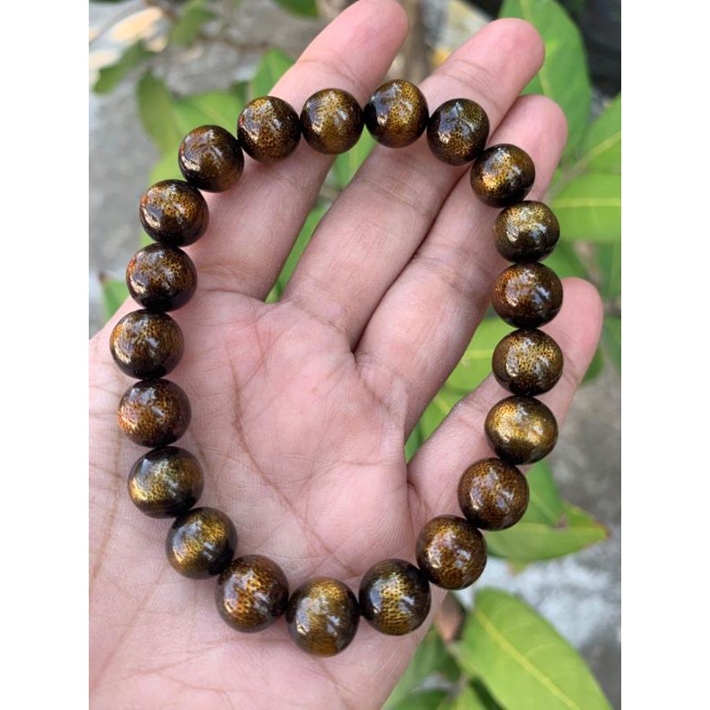 Gelang Tali Arus Hitam Kilau Emas - 10mm