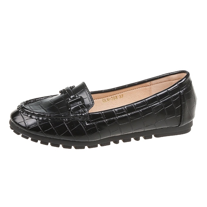 COLINE CLN-368 Flatshoes Loafers Croc Effect Leather C1100-CLN-368#BLACK