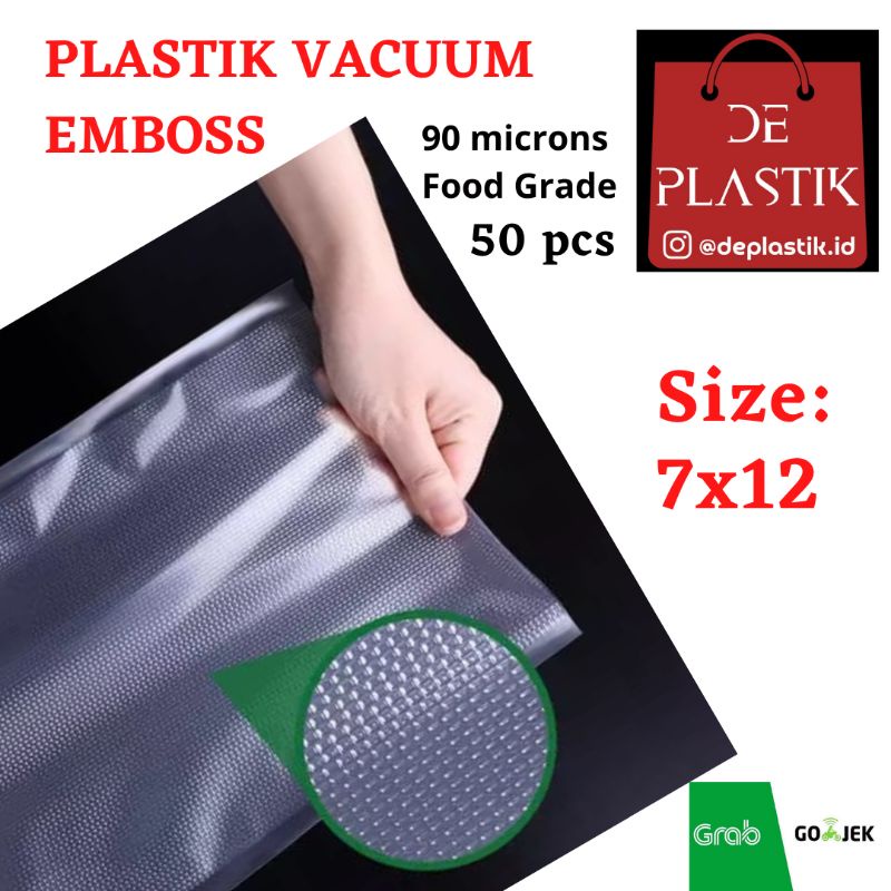 plastik Vakum embos 7x12 isi 50 / plastic vacuum emboss / plastik vakum makanan  ---(EMB/7x12 ISI 50)