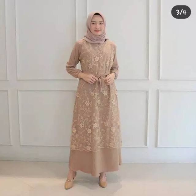 Gamis swan tile kebaya rinia maxy brokat dres premium