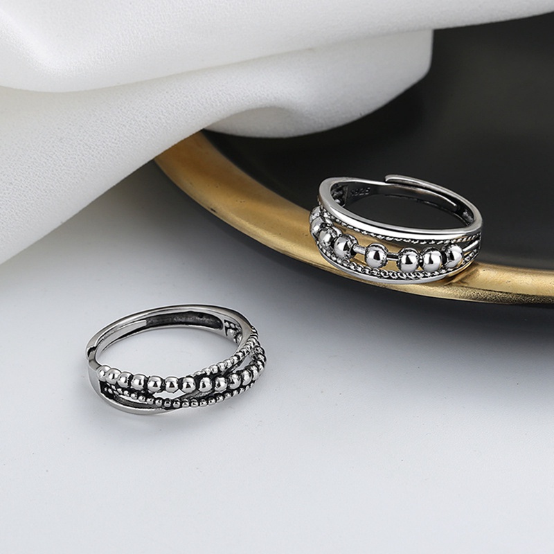 Cincin Manik-Manik Bahan Sterling Silver Dapat Diputar Untuk Wanita