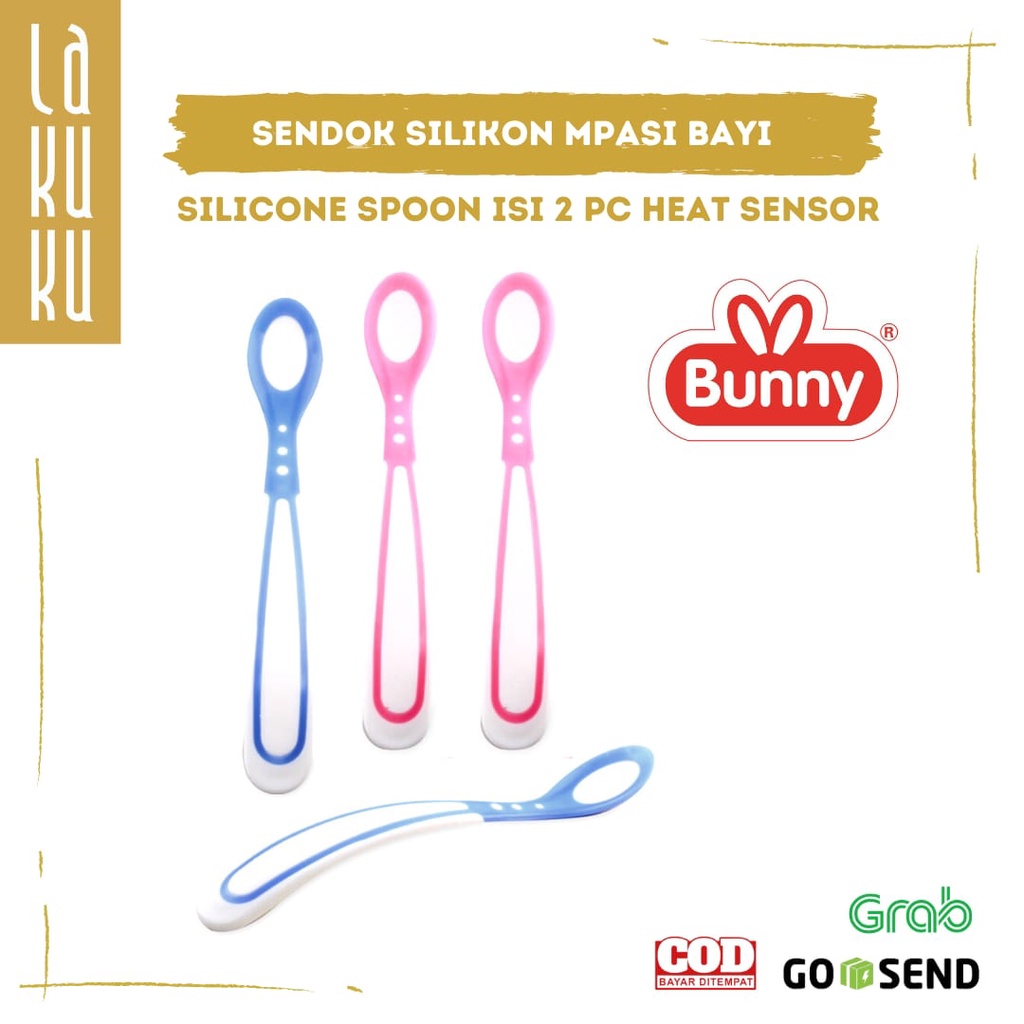 Lakuku - Sendok Makan Silikon Spoon Lusty Bunny Heat Sensor Panas Mpasi