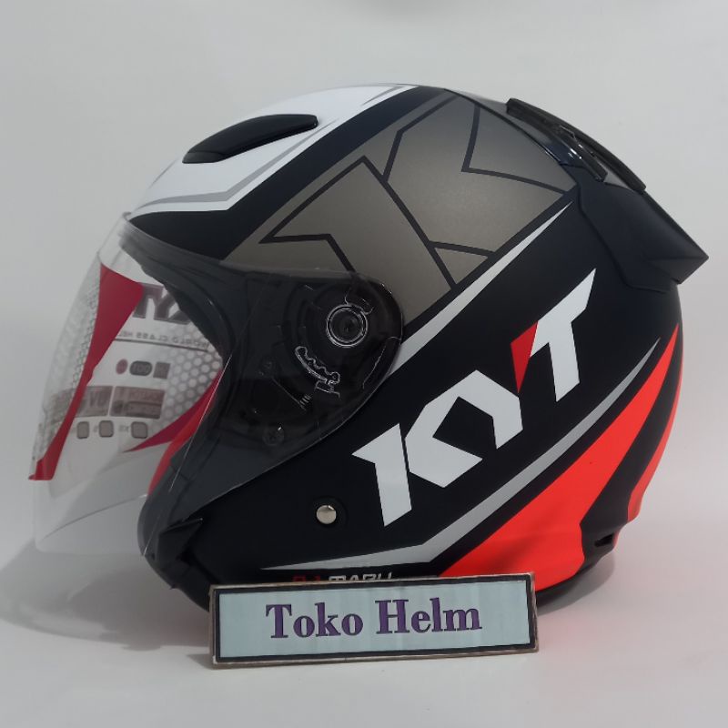 Helm KYT half face KYT DJ MARU motif-#17 bk doff orange