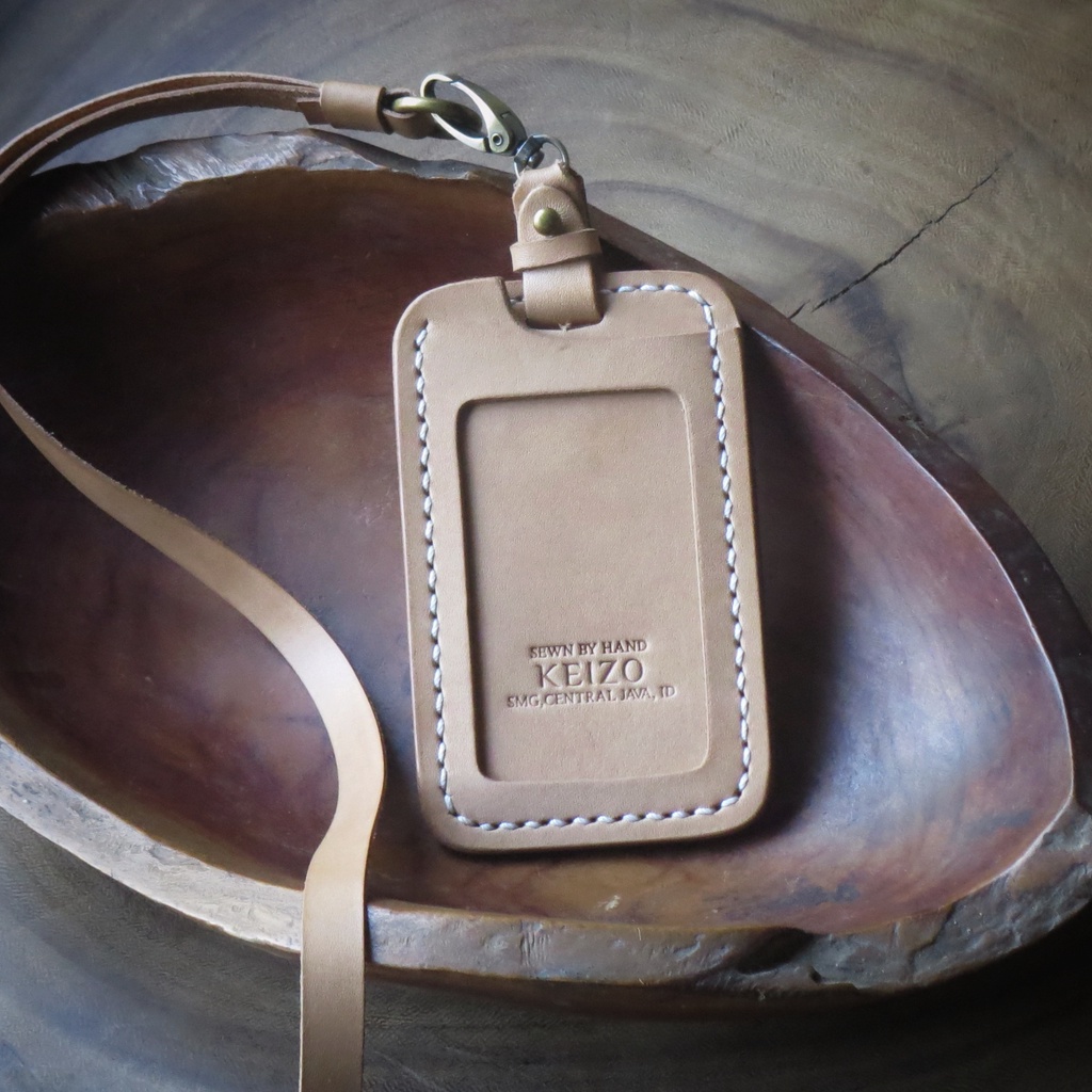 

Keizo Leather - ID Card Polos 01 Name Tag Holder Kulit Natural Vegtan