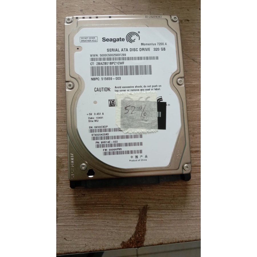 Harddisk Seagate Momentus 7200.4 320GB bekas