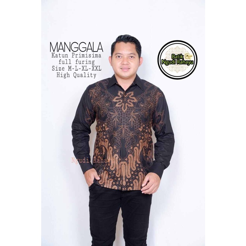 Batik formal / kasual terbaru MANGGALA / kemeja batik lengan panjang warna hitam bahan katun halus full furing / kemeja batik kerja terbaru 2022 / kemeja batik pesta lengan panjang